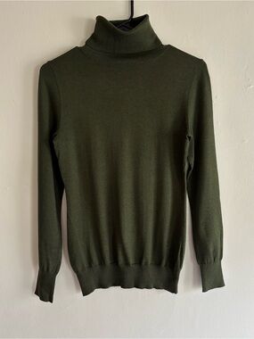 Silk Banana Republic Olive Green Sweater Turtleneck